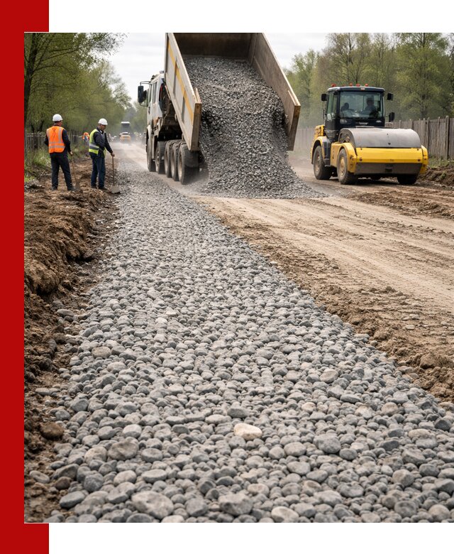 Доставка щебня для отсыпки дорог в Выксе высокого качества