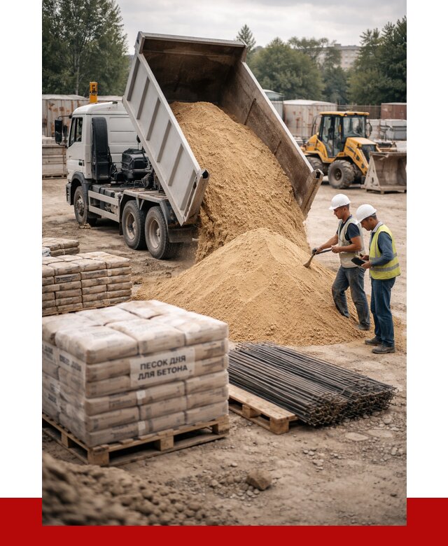 Песок для бетона в Выксе от 2593 р. с доставкой, ПРОНЕРУДВкс