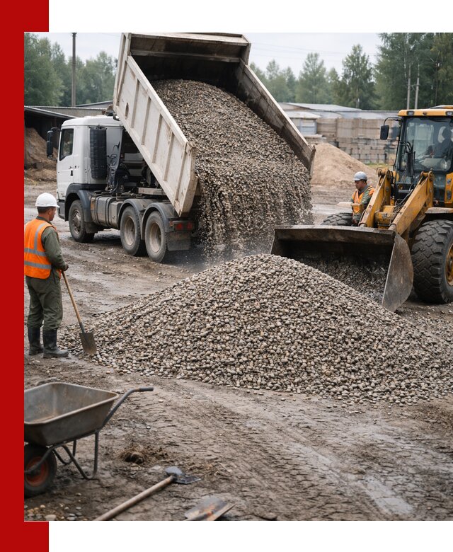 Мытый гравий с доставкой в Выксе от карьера до участка