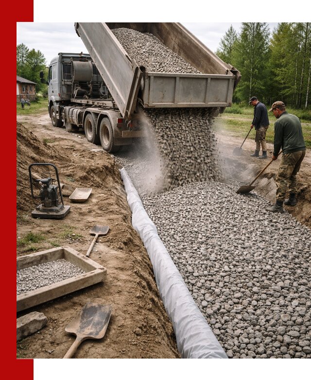 Гравий для дренажа с доставкой в Выксе качественный и недорогой