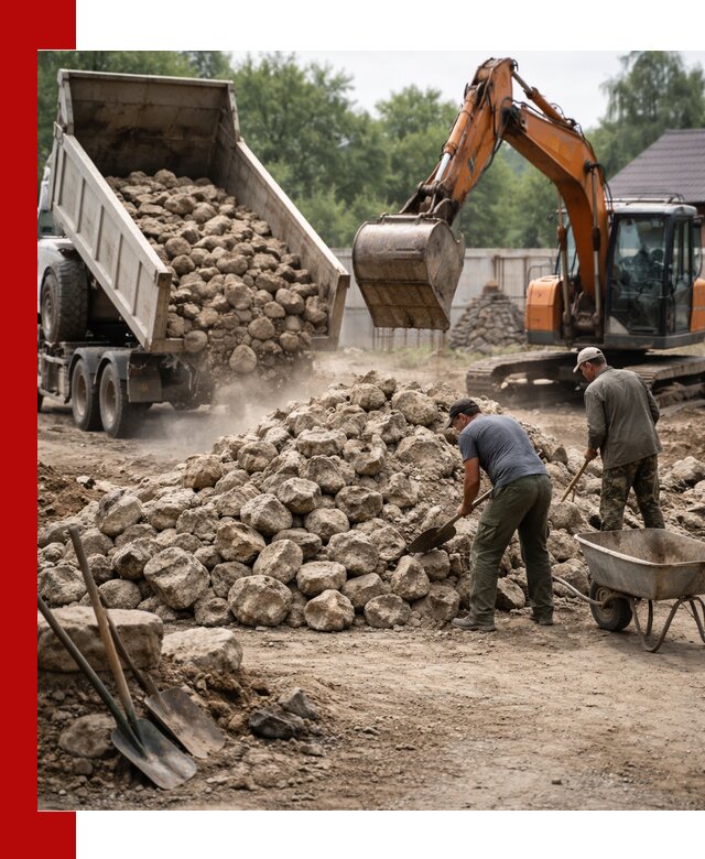 Доставка и разгрузка бутового камня в Выксе