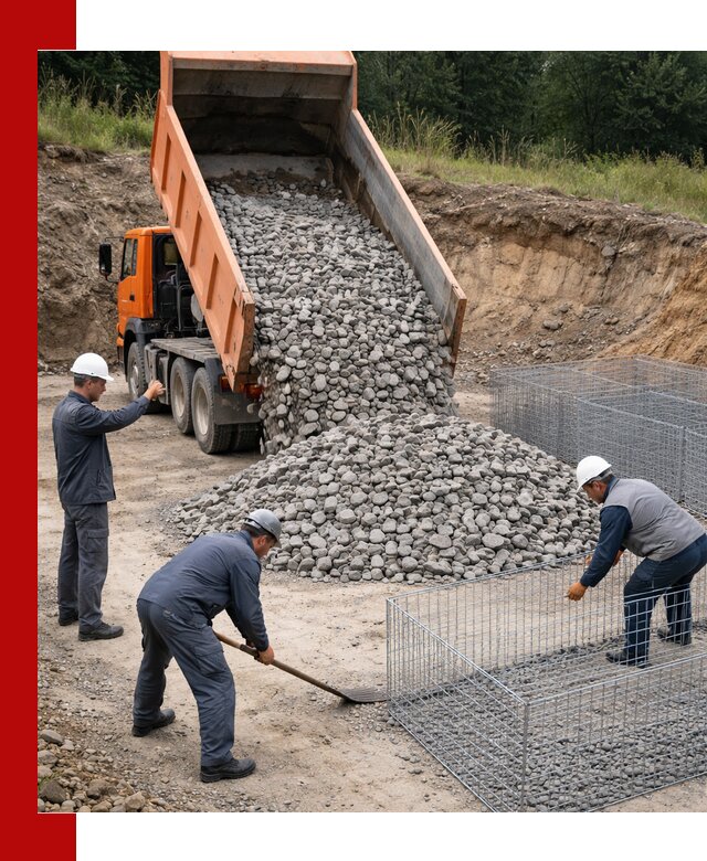 Камень для габионов с доставкой в Выксе быстро и надёжно