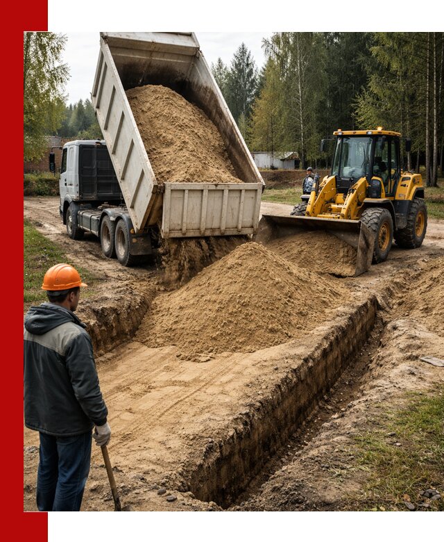 Доставка песчаного грунта в Выксе для строительных работ
