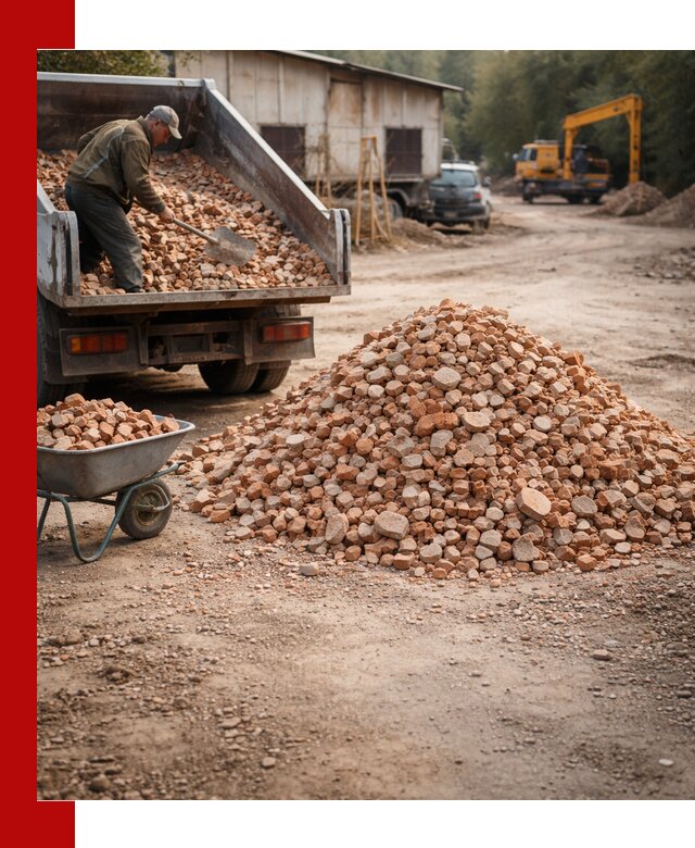 Доставка и подушка из боя кирпича с разгрузкой в Выксе