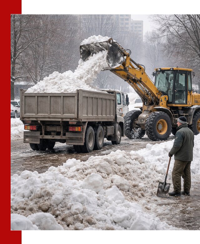 Вывоз снега грузовой техникой в Выксе оперативно и чисто