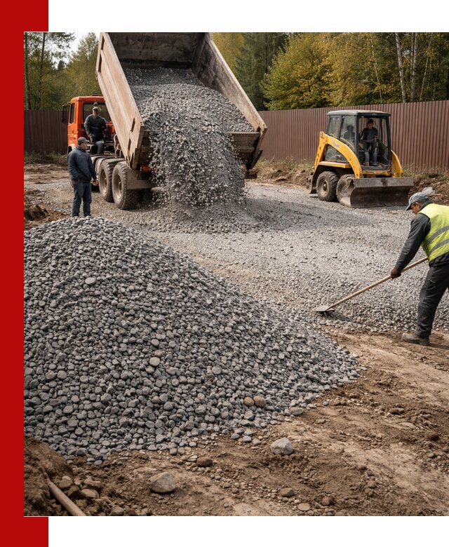 Отсыпка участка щебнем с доставкой и уплотнением в Выксе